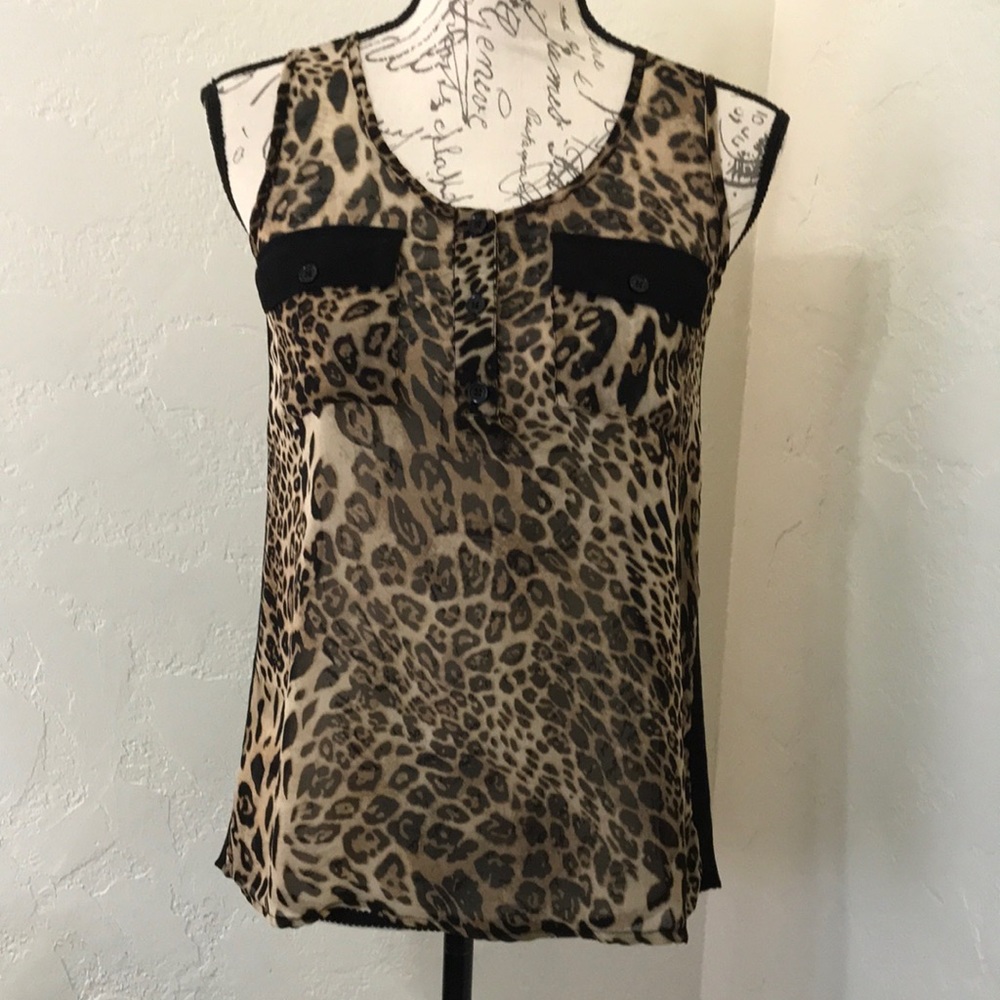STUDIO MK Animal Print Sleeveless Top Size Small